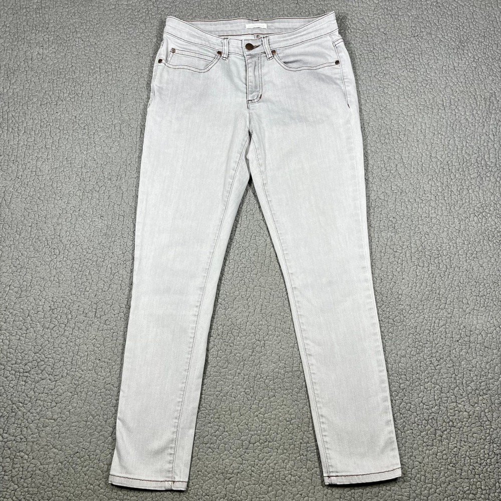 Eileen Fisher Jeans Womens Size 6 Organic Cotton Slim Grey Contrast Stitch